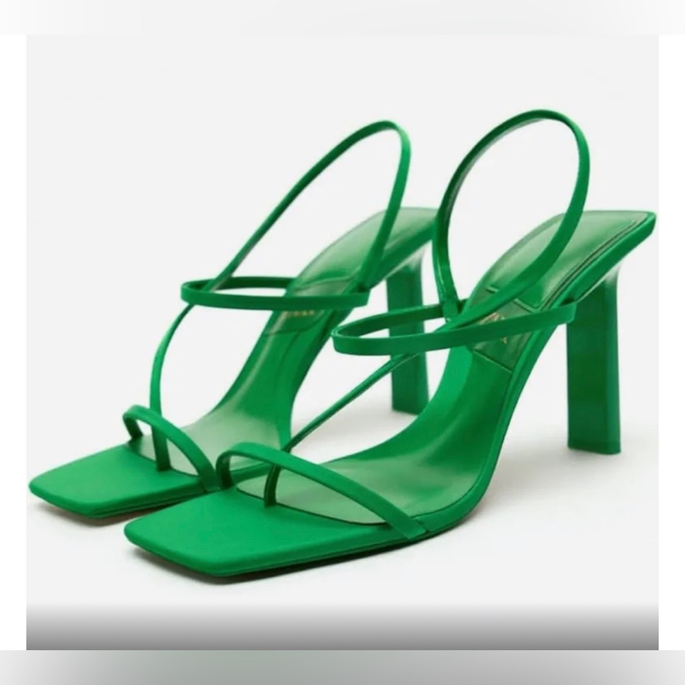 Zara Green Square Tor Sandals
